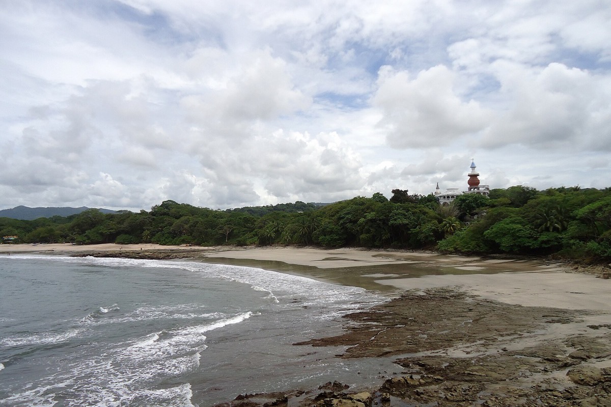 Tropical jungle meeting the ocean at Nosara beach, Costa Rica